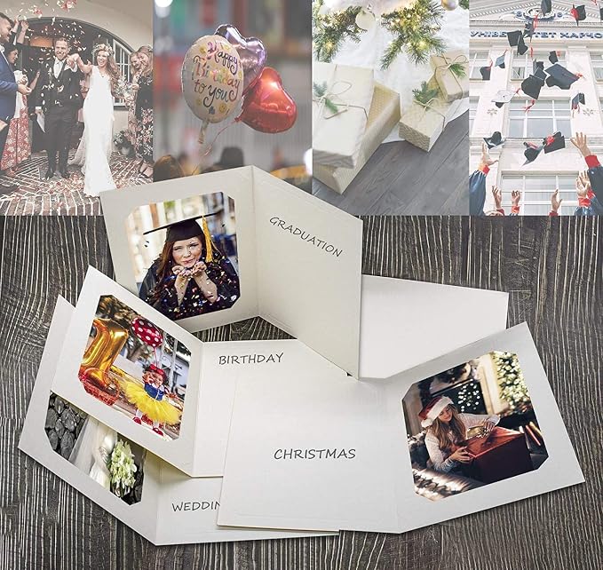 Golden State Art, Paper Photo Folders, for 6x8/8x10 Picture, 50 Pack, Ivory | Cardboard Picture Frame, Paper Frame Cards, Greetings/Invitation Special Events: Graduation, Christmas, Wedding - Image 2