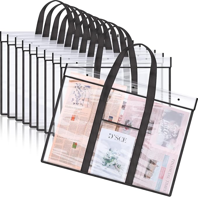 10 Pack Large PVC Poster Storage Bags Bulletin Board Storage Art Portfolio Organizer with Pocket for Classrooms Teachers, 31.5 x 25.2 Inches by Yexiya