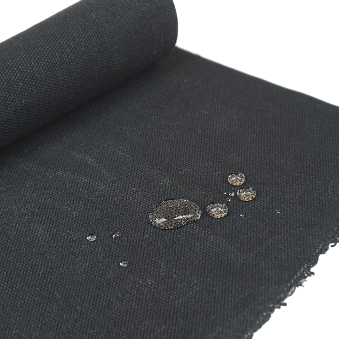 16 OZ Waxed Canvas Duck Fabric by The Yard Craft Upholstery Tan Fabric,100% Cotton One Yard (Black, 72x58 inch) by TasTrost