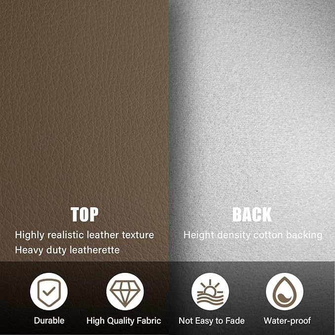 Faux Leather Fabric, 54"x108" Thick Durable Synthetic Upholstery Lychee Texture Leather Vinyl, Soft Smooth Waterproof,Replacement Renovate for Wallets, DIY Projects, Furniture 1 Yard-Taupe - Image 3