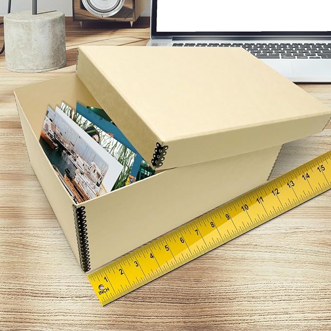 Golden State Art, Archival Photos Storage Boxes, 5"x8"x12", Tan | Acid-Free Card Preservation Box with Removable Lid, for Storing Artwork Pictures Prints Negatives Documents and Paper - Image 3