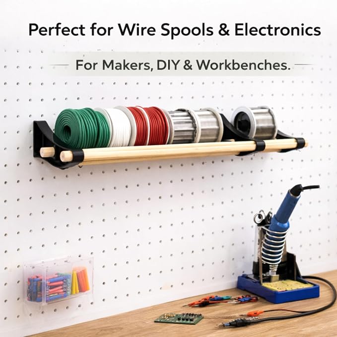 PEGGY Pegboard Spool Organizer Kit | 12-Inch | 3-Pack | White | Creates 3 Triple-Rod Organizers. Fits Standard Pegboards, Supports Up To 5 Lb Per Organizer & Is Made In USA. - Image 9