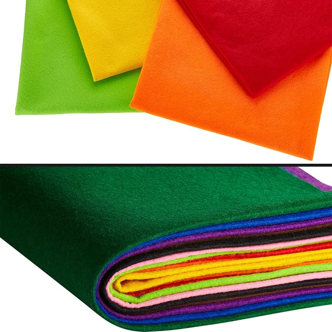 WILLBOND 12 Pcs 37 x 20 Inch Large Felt Fabric Sheets by The Yard 1.2 mm Soft Craft Felt Sheet 12 Assorted Color for DIY Summer Decor Graduation Gift Sewing Patchwork(Fresh Color) - Image 4