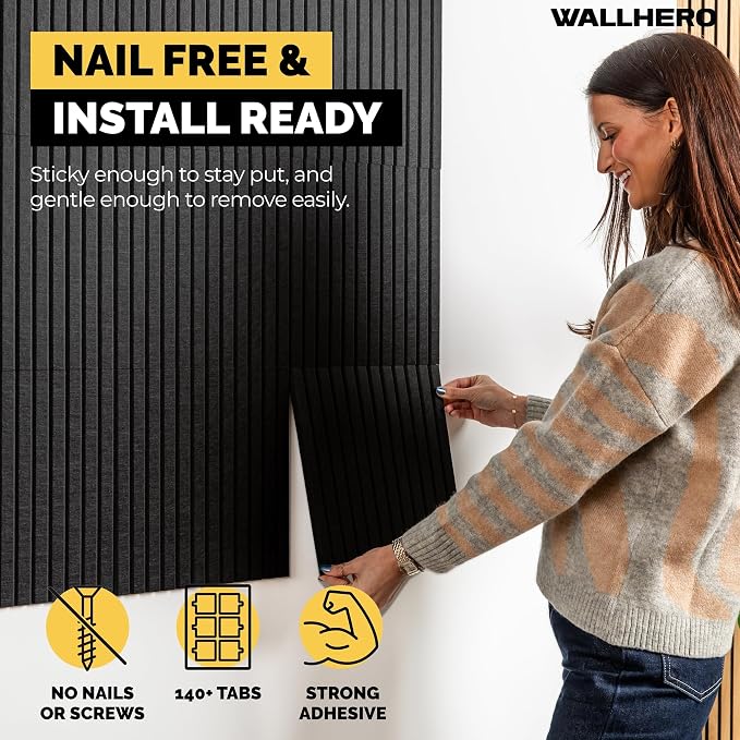 Large Bulletin Board, Tack Board, 59"x36" | 15 Pack | Wall Pin Board, Cork Board Alternative for Walls, Tablero de Corcho para Pared, Cord Board for Wall (Black Slats) - Image 2