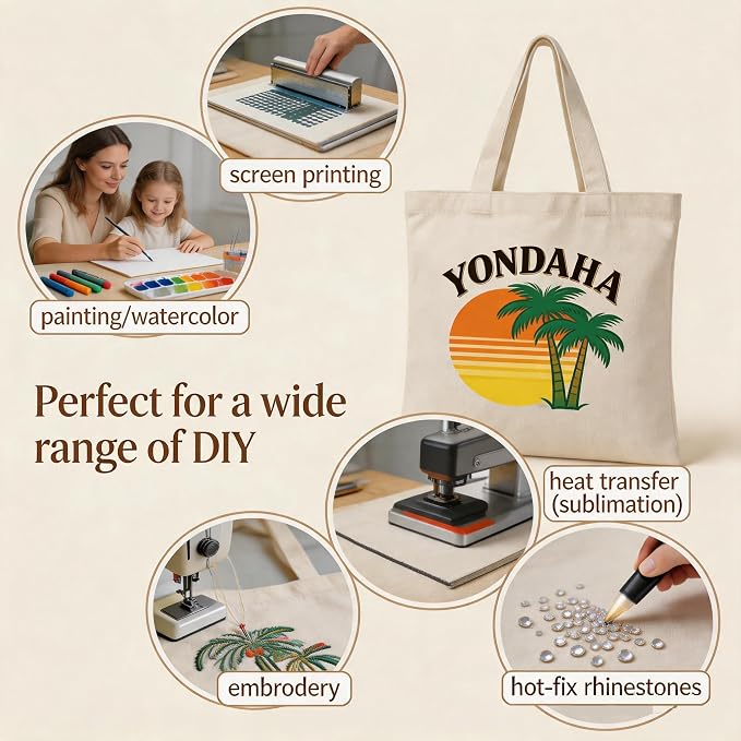 12oz Blank Canvas Tote Bags 14"x12" Canvas Bag 2/6/12/24/48 Pack DIY Sublimation Machine Washable - Image 3