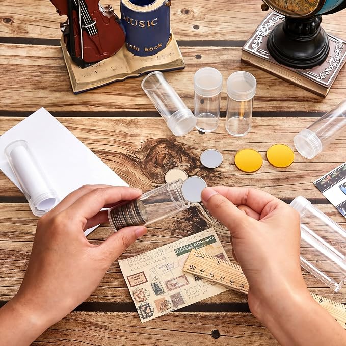 Qunclay 48 Pcs Quarter Coin Tubes Bulk with 2 Plastic Storage Box Clear Holders with Lid for Collection Supplies - Image 7