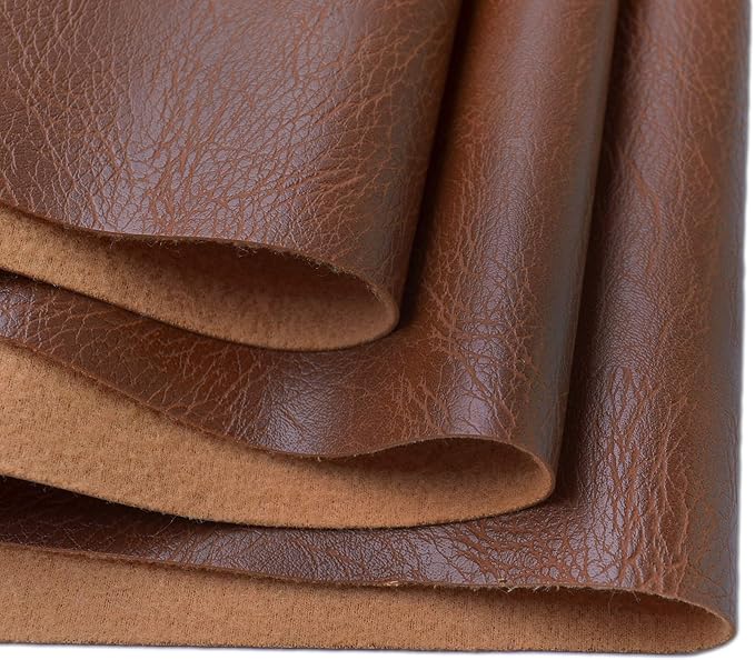 Wento Thick 2 Yard Faux Leather Fabric Soft Skin Grain PU Leather for Furniture Cover Reupholster Sofa Chairs Cushions Vinyl Upholstery (2 Yards, Brown) by Wento