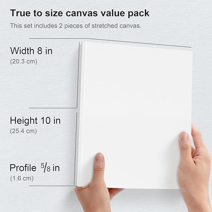 PHOENIX 8x10 Inch Pack of 2 Canvas - Stretched Canvases for Painting, 8 Oz Triple Primed 5/8 Inch Profile 100% Cotton White Blank Framed Canvas for Oil Acrylic & Pouring Art - Image 2