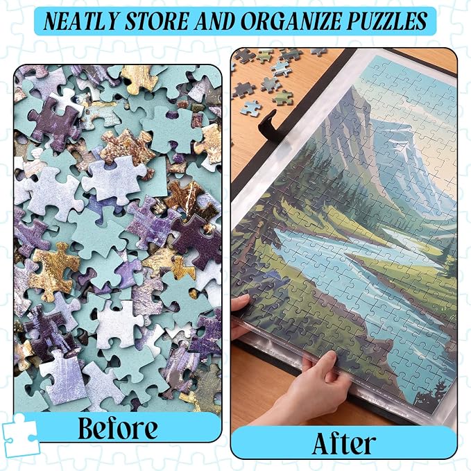 Geetery 48 Pockets Puzzle Storage Folder for 1000-piece Puzzles Holds 96 Sheets Puzzles Large Capacity Portable Jigsaw Organizer Binder Dustproof Storage Gifts - Image 4
