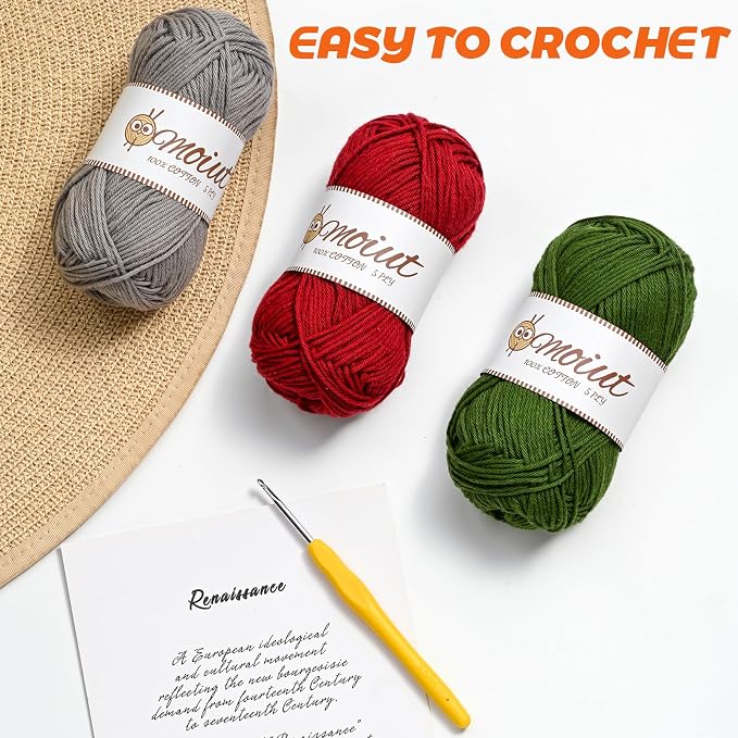 15 Pack 100% Milk Cotton Yarn for Crocheting, 750g/1968.5yd Baby Yarn for Crocheting Soft, Fuzzy 5 Ply Cotton Crochet Amigurumi Yarn for Puzzle/Clothes&Crafts(Set B) - Image 7
