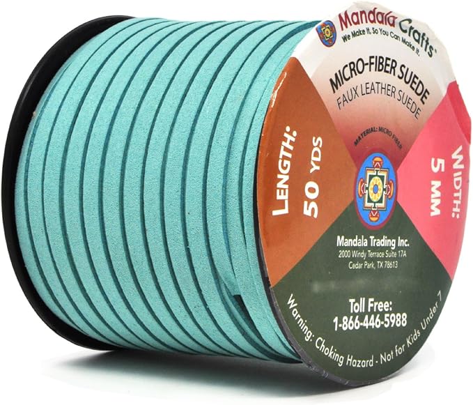 Mandala Crafts 5mm Dusty Blue Faux Suede Vegan Leather, Jewelry Making | 50 Yards Durable Flat Leather Strings, Laces & Strips for Bracelets, Necklaces, Braiding, Dream Catchers Supplies & Chokers - Image 2
