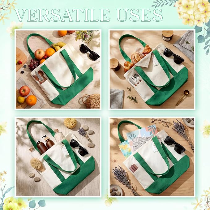 Shinylin Mini Canvas Tote Bags with 2 Pockets | Bulk Small Sublimation Canvas Tote, Reusable Grocery Bag for Women, DIY Craft - Image 5