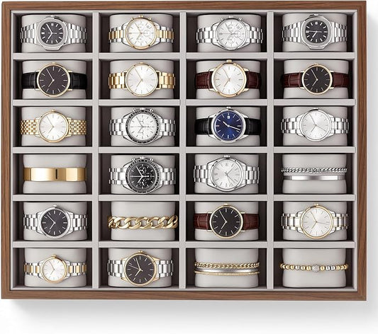 Sintuff 1 Pcs 24 Grids Watch Jewelry Tray Organizer Jewelry Box Organizer with Velvet Lining Display Holder for Men Women Storage by Sintuff