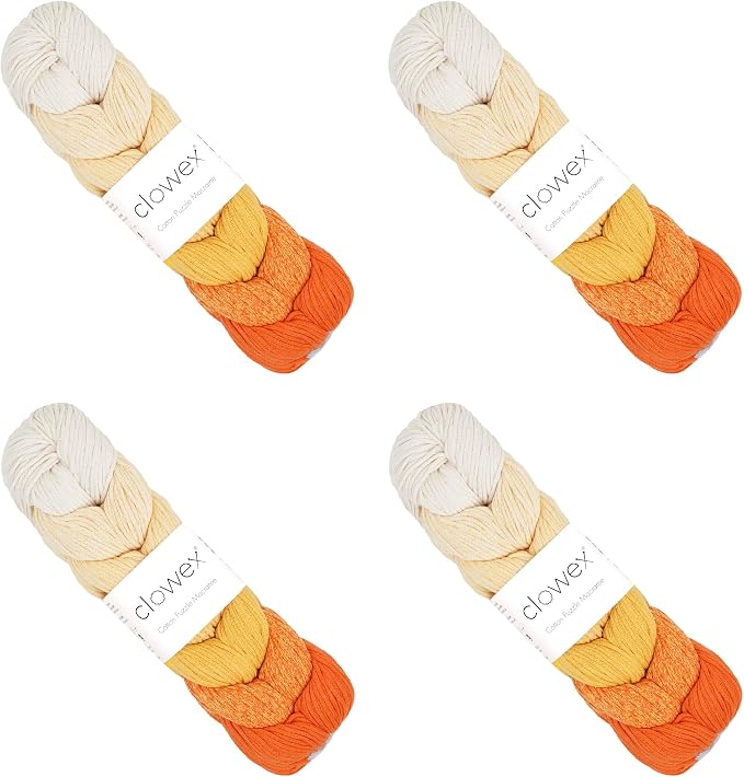 7 Colored Gradient Braided Cotton Macrame Cord, 2.5mm x 273 yds x 4 Balls Variegated Artisan Macrame Yarn, Rainbow Craft Cord, Multicolor Macrame Rope for Crocheting and Knitting (N1, 4 Balls) by clowex