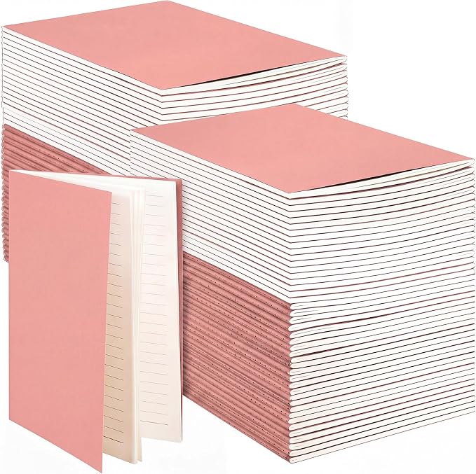 100 Pcs A5 Journals Notebooks Bulk,Flesh Pink,Lined | Kraft Softcover Small Notebooks 5.5 Inch x 8.3 Inch Notepads with 60 Page 30 Sheet for Writing Sketch Travel Office Supplies by Mimorou