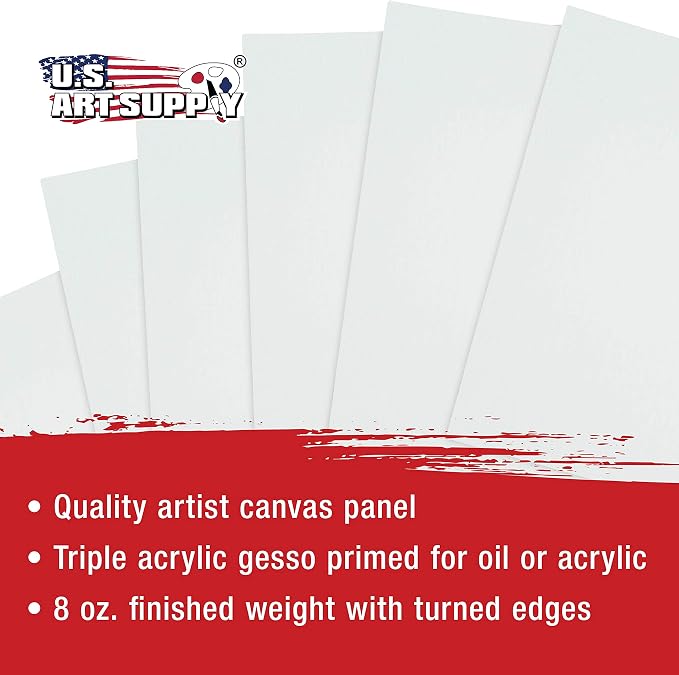 U.S. Art Supply 9 X 12 Inch Art Canvas Board Panels 24 Pack - 8 Ounce Heavyweight Cotton Acid Free Canvases for Painting Acrylics and Watercolor (1 Case of 24 Single Canvas Painting Panels) - Image 4