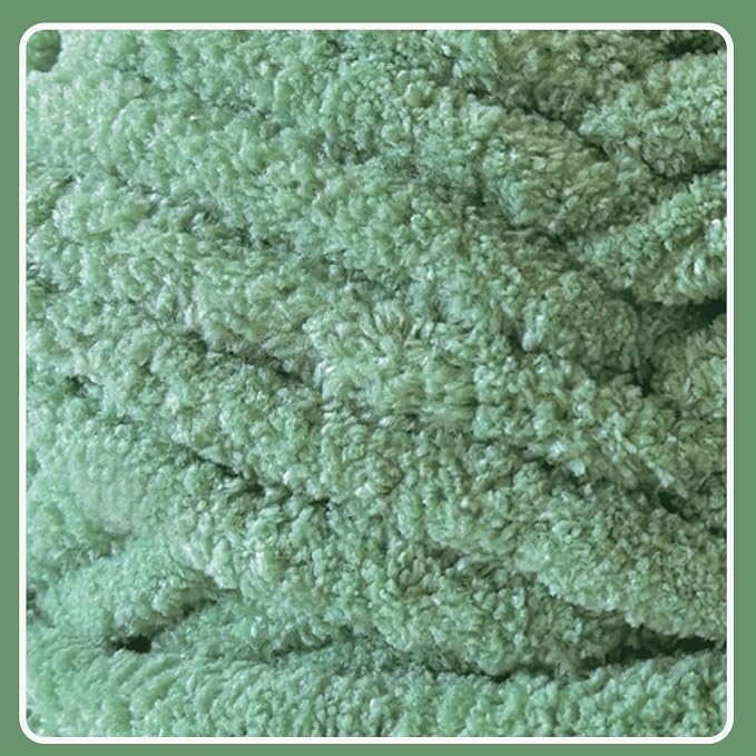 Chunky Chenille Yarn for Crocheting - Bulky Fluffy Yarn for Knitting -100% Polyester-Hand Knitting Blanket DIY (Sage Green, 8 Pack) - Image 8