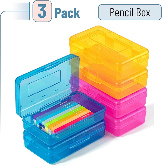 Mr. Pen- Plastic Pencil Case Box, 6 Pack | Large Crayon Marker Pen Organizer Bulk, Plastic Bead Organizing Container with Snap-Tight Lids, Clear Craft Storage Boxes - Image 2
