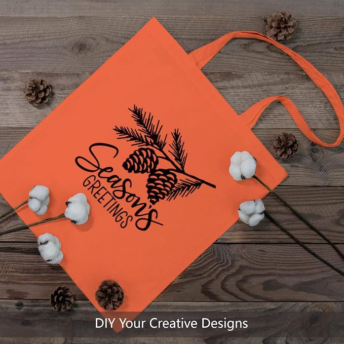TOPDesign 6-Pack Economical 16"x15" Orange Cotton Tote Bag, Lightweight Medium Reusable Grocery Shopping Cloth Bags, Suitable for DIY, Advertising, Promotion, Gift, Activity - Image 3
