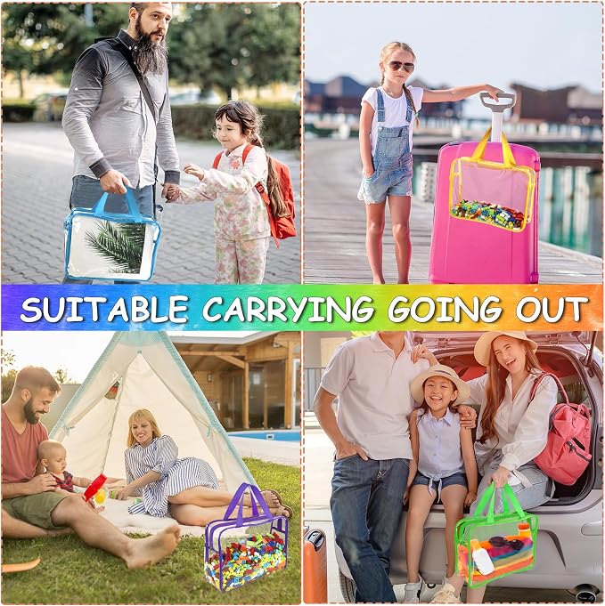 6 Packs Large Toy Storage Bags with Labels, Reusable Clear PVC Board Game Storage, Travel Waterproof Organizer Bags with Zipper for Building Blocks, Puzzle, Kids Books（6 Colors） - Image 7