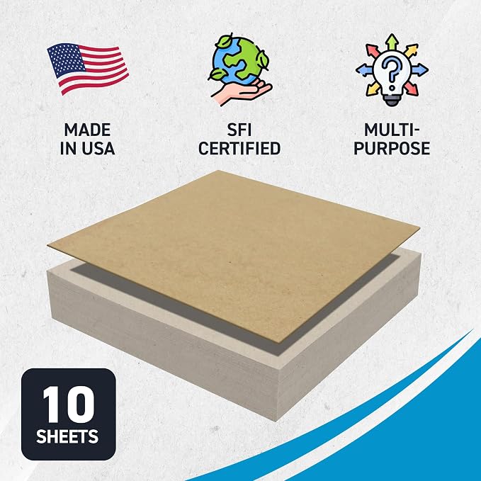 MagicWater Chipboard Sheet - 12x12 inch - 30 pt - 0.030" Thick - 10 Pack | For DIY Projects, Heavy Duty Kraft, Paperboard for Scrapbooking, Books, Picture Frame Backing, Art Projects & Crafts - Image 3