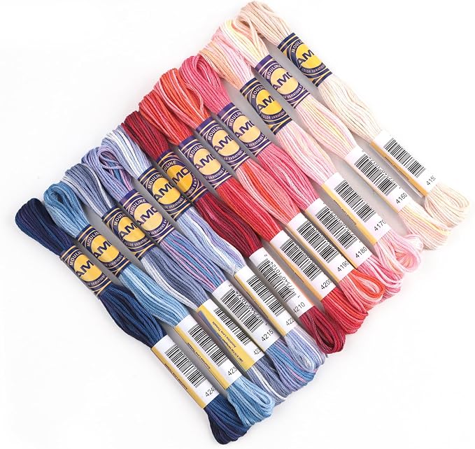 12 Skeins Variegated Mercerized Egyptian Cotton Gradient Color for Embroidery Floss Cross Stitch Threads Friendship Bracelets Floss Craft Floss (12 Colors Set C) by AmoHilosThread