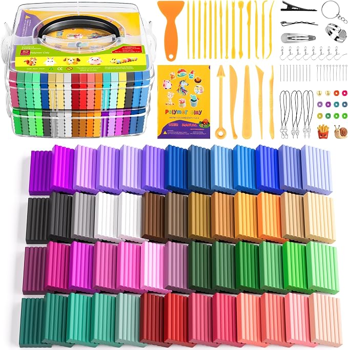 Artpar 52 Colors Polymer Clay Kit,Oven Bake Modeling Clay for Kids Adults | DIY Molding Clay Starter Sculpting Set With Tools & accessories,Non-Sticky,Kids School Classroom Stem,Home Party Art Crafts by ARTPARWelcomesYou