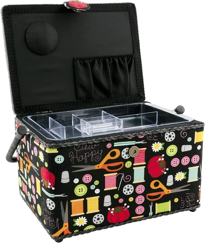 Dritz Large Sewing Basket, Black Sewing Notions - Image 2