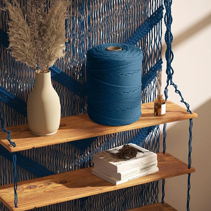 ZUEXT Macrame Cord, Peacock Blue, 5mm x 328yds Cotton String Macrame Yarn | Natural Handmade, 4 Strands Twisted Cotton Rope, for Craft Wall Hanging Weaving Tapestry Dream Catchers Hanger DIY Gift, 300m - Image 8