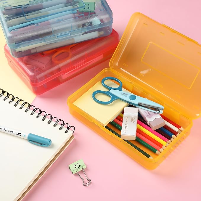 Mr. Pen- Plastic Pencil Case Box, 6 Pack | Large Crayon Marker Pen Organizer Bulk, Plastic Bead Organizing Container with Snap-Tight Lids, Clear Craft Storage Boxes - Image 8