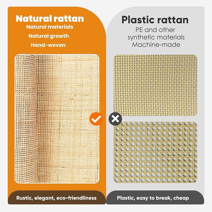 32"(2.7Feet) Width x 6.6 Feet Length Natural Cane Webbing Large Size Rattan Roll, Caning Material, Cane Webbing roll, Rattan Material Fabric Sheet from Origin Asia for Furniture Chair Dresser Cabinet - Image 3