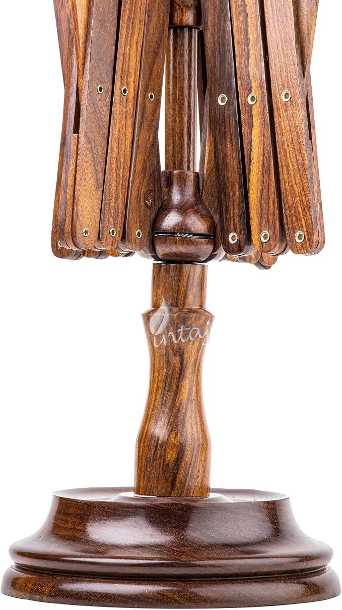 Rosewood Yarn Swift, Wooden Umbrella Hank Holder for Knitting | Umbrella swift opens to hold a full hank taut, spins freely, folds flat for storage, tabletop clamp. - Image 3
