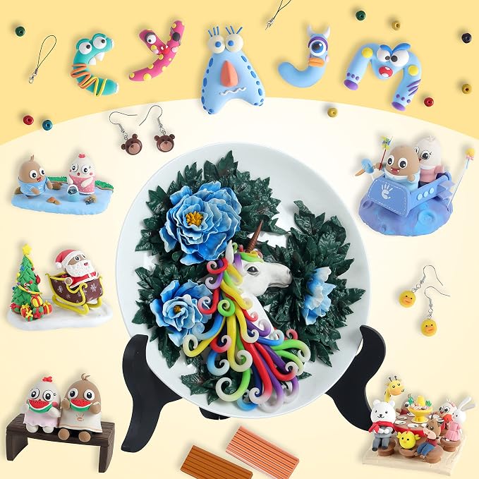 Cyajm 72 Colors Polymer Clay Kit, DIY Jewelry Crafts Gifts for Beginners | oven bake clay kit, soft and easy to use. Create jewelry, miniatures, crafts. Creative gift for adults and beginners. - Image 6