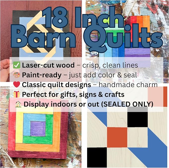 Barn Quilt Stencil Kit | Unfinished Wood Quilt Block Painting Sign (18 inches, Starburst) - Image 8