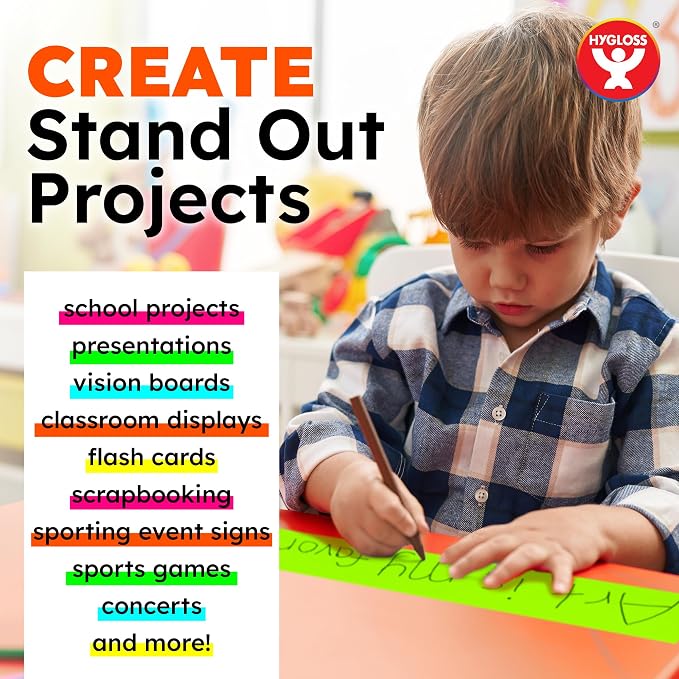Hygloss Medium Poster Board 4x11 - 50 Neon Green Single Color Bulk Pack - 10 Pt. Thickness Colored Poster Board Paper for Projects, Signs, Displays - Posterboard Multipack 4" x 11" - Image 4