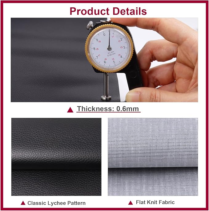Marine Vinyl Fabric Waterproof Leather Material 55"×108" Black | Soft Marine Faux Leather Sheets 0.6mm Thick Anti-UV Non-Peeling for Upholstery Boat Seat Automotive Furniture DIY Crafting - Image 9