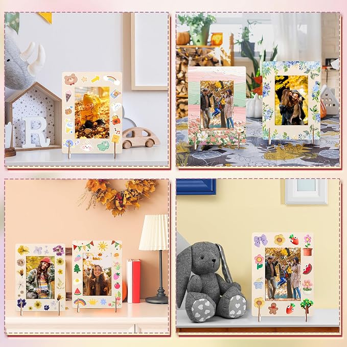 200 Pack DIY Wooden Picture Frames for Crafts for 4 x 6 Inch Photos Unfinished Solid Wood Photo Picture Frames for Crafting DIY Painting Birthday Wedding Birthday (Rectangle) - Image 7