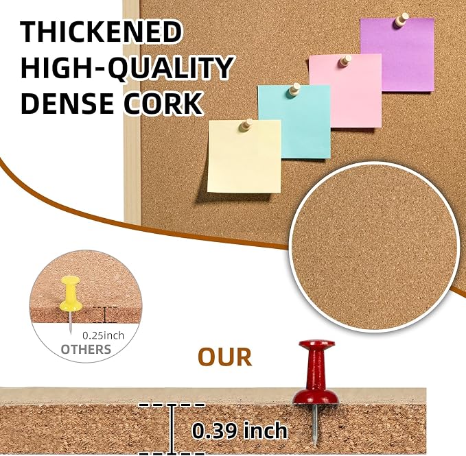 24x36 Large Cork Board for Walls with Solid Wood Frame, Premium Double Sided Bulletin Board for Office & Home, Decorative Hanging Pin Notice Board, 1 Pack - Image 2