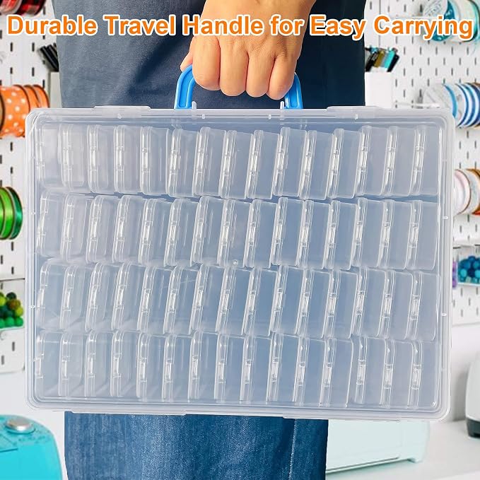 Bead Organizer Box with Handle, 122Pcs Small Bead Storage Boxes with Hinged Lid and Portable Craft Case, Mini Clear Plastic Container for Jewelry Making Diamond Bracelet Screws Seeds Nails Small Parts - Image 9