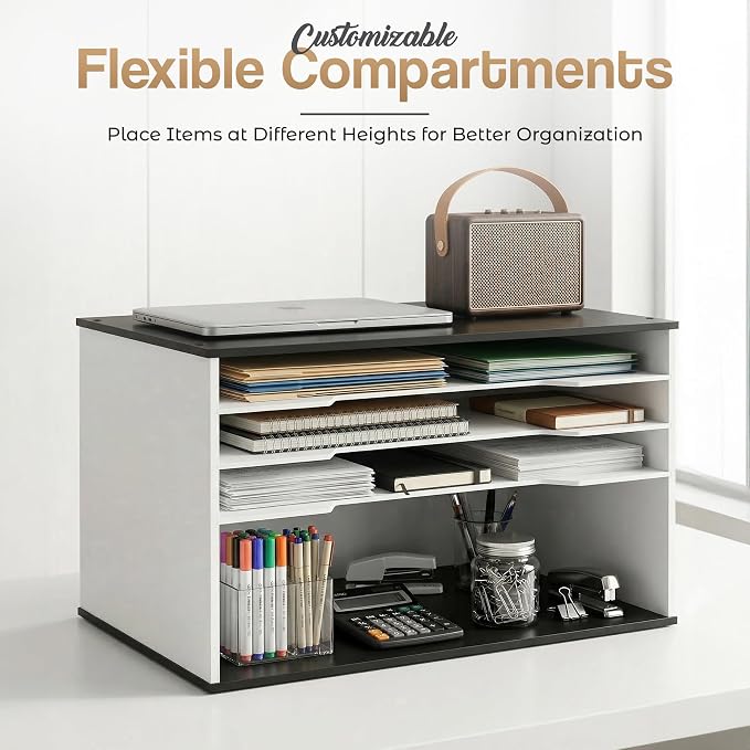 12x18 Construction Paper Organizer, 6-Tier Wooden Flat File for 11x17 & A3 Sheets | Large Durable wood composite organizer Paper Storage for Classroom, Office & Art Room | Black & White| - Image 6
