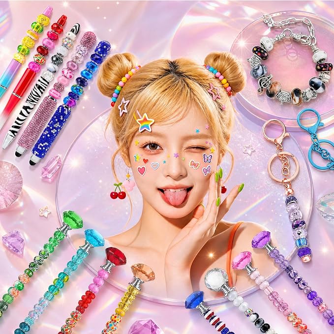 Aipridy 248 PCS European Large Hole Beads, Colorful Glass Charm Beads Set, Assorted Patterns and Designs Rhinestone Craft Beads for DIY Bracelet Jewelry Making (247, Mixed Pack by Color) - Image 5
