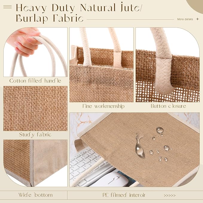 Reginary 16 Pcs Jute Tote Natural Burlap Gift Bags for Bridesmaid Wedding - Image 3