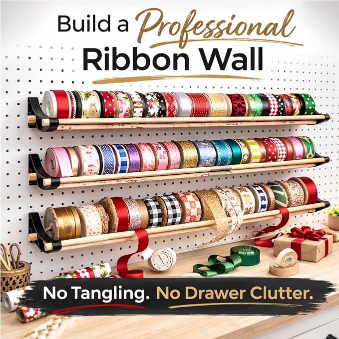 PEGGY Pegboard Spool Organizer Kit | 12-Inch | 3-Pack | White | Creates 3 Triple-Rod Organizers. Fits Standard Pegboards, Supports Up To 5 Lb Per Organizer & Is Made In USA. - Image 4