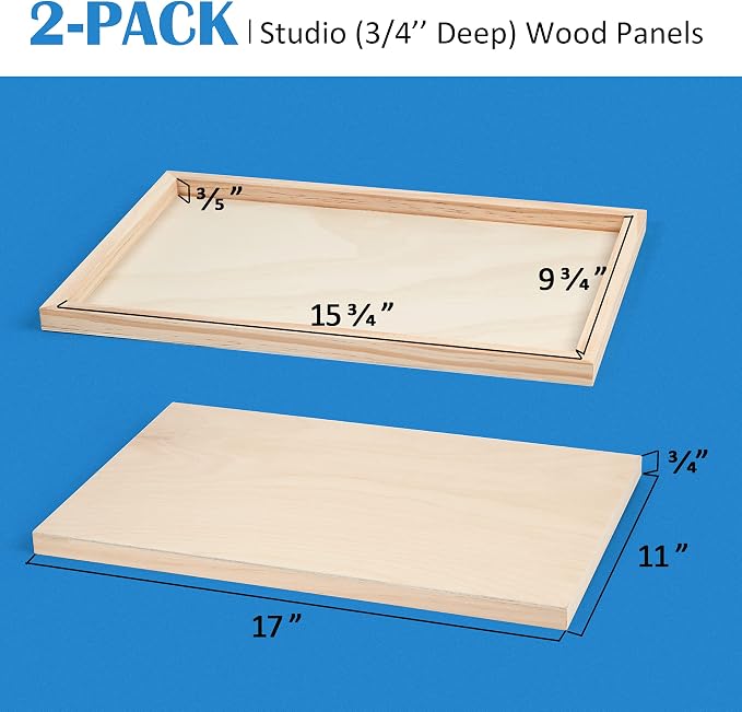 2 Pack 11x17 Unfinished Birch Wood Panels Kit for Painting | Studio 3/4’’ Deep Wood Canvas, Cradle Boards for Acrylic Pouring, Art, Crafts, Epoxy Resin, Laser Engraving Cutting - Image 5