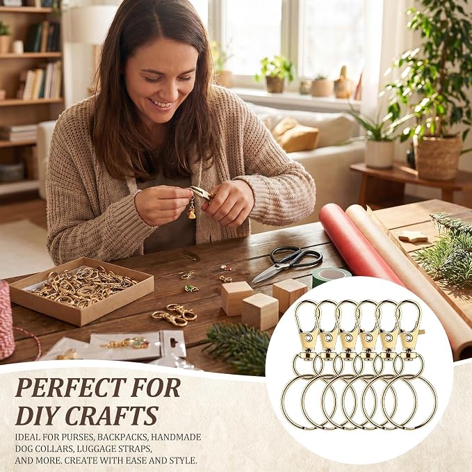 Liliaafar 1000 Pcs Keychain Kit:Lobster Claw Clasp with Ring,Gold,Classic | Keychain Making Supplies, 500 Swivel Hooks and 500 Key Ring, Bulk Lobster Claw Clasps, Key Chain DIY Making Crafts Supplies - Image 5