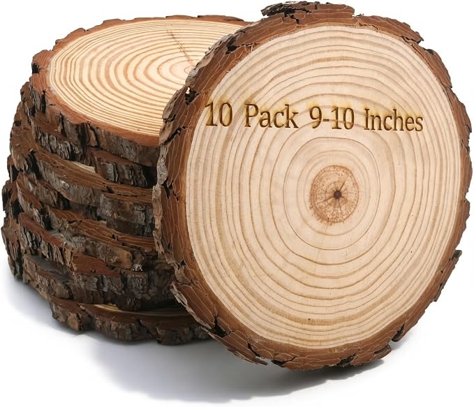 SENMUT 10 Pack Large Wood Slices for Centerpieces 9-10 Inch - Natural Unfinished Round Wooden Trays for Decor, Rustic Wedding Table Centerpieces, Party Event Decorations & DIY Crafts by SENMUT