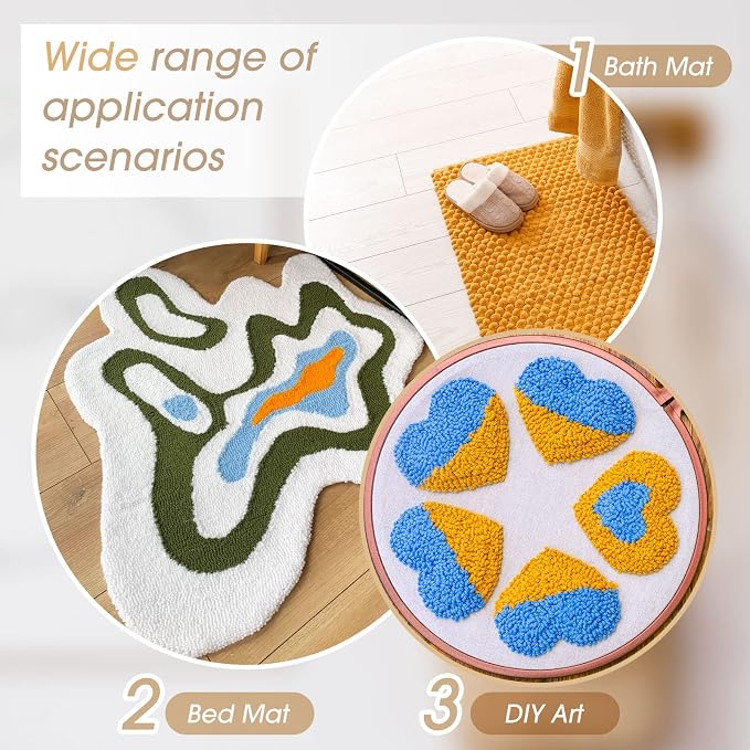 Tudomro 4 Pcs 79'' X 118'' Monks Cloth for Rug Non Slip Backing | Tufting Backing Cloth with Anti-slip Dots, Includes Cleaning Brush and Scraper for DIY Rug Making, Durable Weave Fabric - Image 4