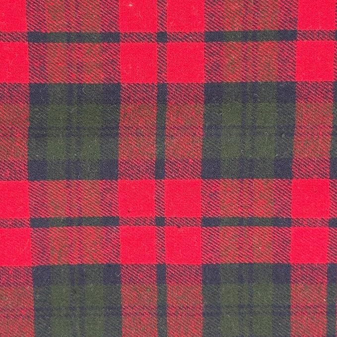 FabricLA 100% Cotton Flannel Fabric 60" Wide 180 GSM Lightweight - Super Soft Fabric for Sewing Quilts Pajamas Blankets Shirts and Crafts - Woodsman Scarlet Plaid Check, Style 24-2 Yard Pre Cut by FabricLA