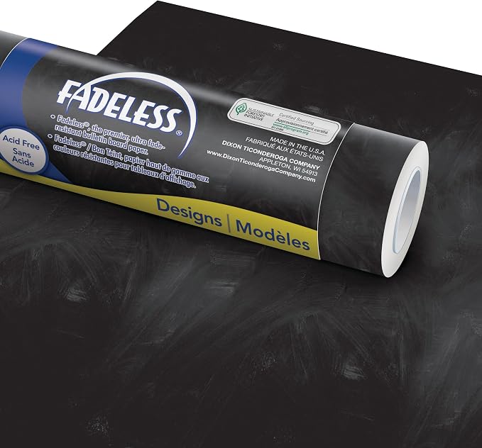 Fadeless Bulletin Board Paper, Fade-Resistant Paper for Classroom Decor | 47.25” x 12’, Chalkboard, 1 Roll by Fadeless%C2%AE
