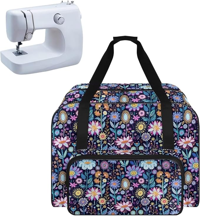 Sewing Machine Case Portable Sewing Machine Carrying Bag Large Capacity Storage Bag Universal Sewing Machine Organizer Bag, Hippie Flower Lotus Blue by Unknown